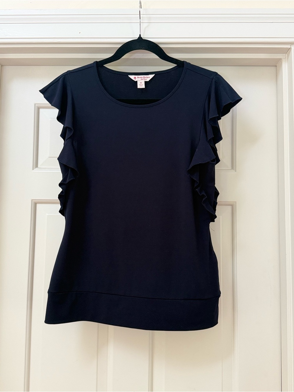 Brooks Brothers Women’s Navy Blue Blouse with Ruffle sleeves - Size Medium